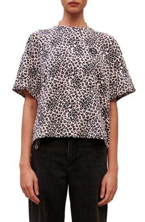 Maje Leopard Print Cotton T-Shirt in Light Pink Leopard at Nordstrom Rack, Size 1 (Fits Like 2-4 Us) / 36 Eu