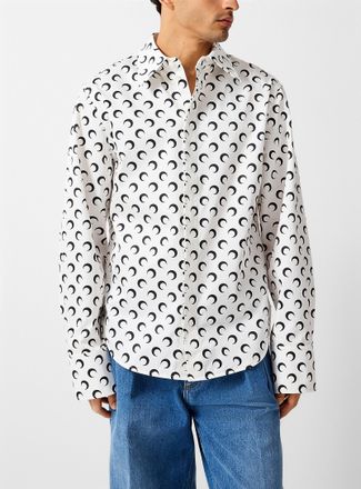 Marine Serre Mens Crescent moon poplin shirt