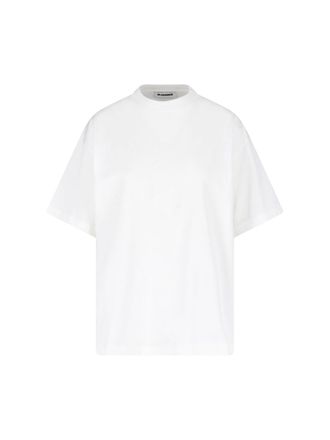 Jil Sander White Crewneck Side Logo Cotton T-Shirt