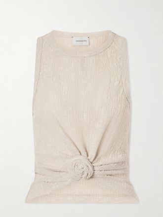 Magda Butrym Crop Top In Cr&ecirc;pe Con Fiore - Neutri