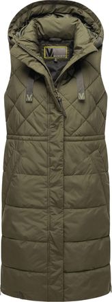 Marikoo lange gewatteerde damesbodywarmer met capuchon - Narikaa