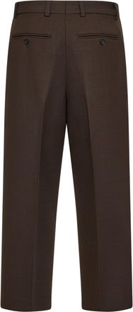 Toteme Womens Bark Stretch Wool Blend Straight Trousers Brown Polyamide