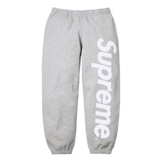 SUPREME SS26 Satin Appliqu&eacute; Sweatpants Heather Grey SUP-SS26-193-GRY