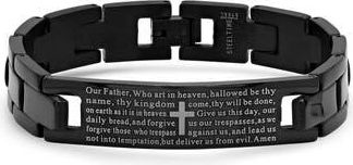 HMY Jewelry Mens Black IP Stainless Steel Lords Prayer Bracelet at Nordstrom Rack