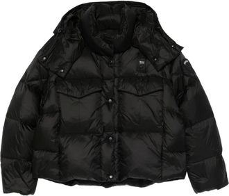 Blauer Jassen, Dames, Zwart, L, Leer, Laval Hooded Quilted Cropped Jacket