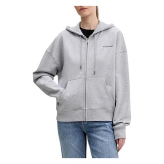 Guess Hoodies & sweatvesten, Dames, Grijs, M, Katoen, Zip-Through Hoodie