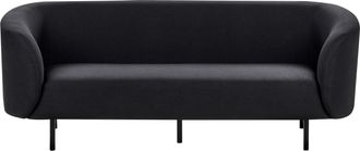 Beliani Sof&aacute; 3 Plazas De Poli&eacute;ster Negro Suave Patas Retro Glamour Loen