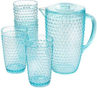 Gibson Home Malone 5 Piece Plastic Pitcher and Tumbler Set in Clear at Nordstrom