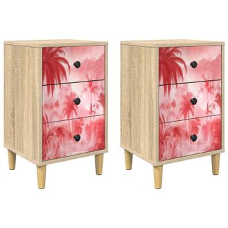 vidaXL Mesa De Noche Aachen 2 Uds. Roble Sonoma 36 X 33 X 60 Cm Vidaxl