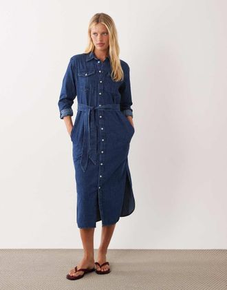 Ralph Lauren Vestito camicia midi da giorno blu medio