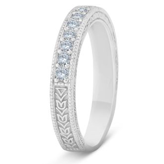 Pompeii3 1/2ct Vintage Diamond Wedding Ring 14K White Gold Size Selectable