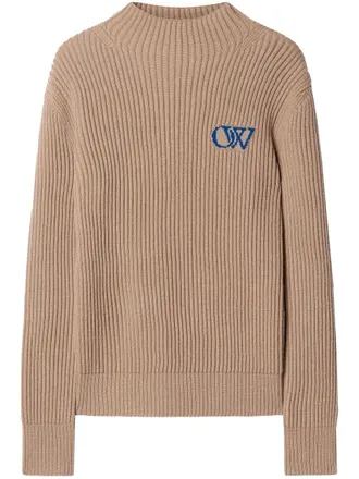 Off-white Wollen trui - Beige