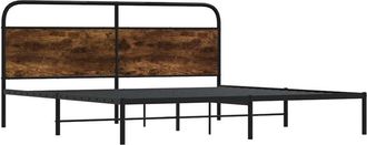 vidaXL Vidaxl - Estructura de cama sin colchón metal roble ahumado 180x200 cm