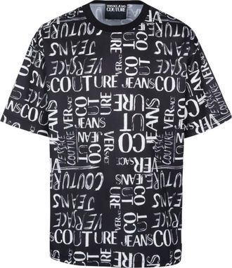 Versace Jeans Couture Tops, Heren, Zwart, S, Katoen, Iconisch Logo T-shirt Zwart