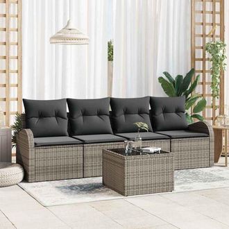 vidaXL Vidaxl - Conjunto De Sof&aacute; De Jard&iacute;n Con Coj&iacute;n 5 Pcs Gris 55 X 55 X 37 Cm