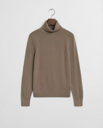 GANT Women Extra Fine Merino Wool Turtleneck Sweater (XL) TAUPE BEIGE