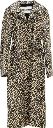 Jil Sander Cappotto monopetto leopardato con cintura - Nero