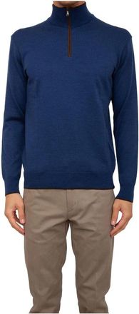 Paul & Shark Blauwe wollen sweater met rits - Heren - Coltruien - Blauw - M - Wol - Truien & Vesten