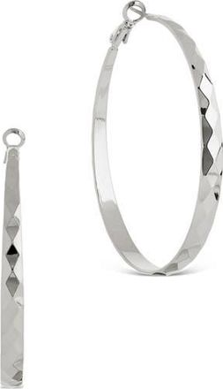 Sterling Forever Fatima Textured Hoop Earrings in Silver at Nordstrom Rack