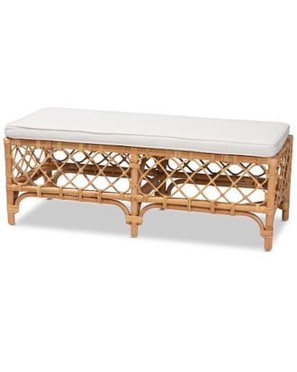 Baxton Studio Orchard Upholstered Rattan Bench