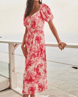 Sugarlips Crush Puff Sleeve Dress In Coral