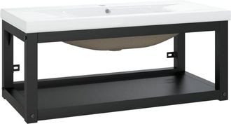 vidaXL Estructura de baño con lavabo incorporado hierro negro vidaXL