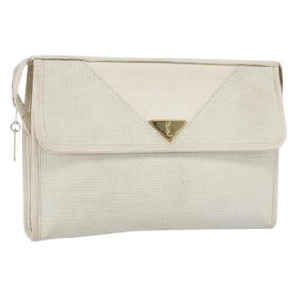Saint Laurent Pre-owned Clutches, female, White, Size: ONE SIZE Pre-owned Canvas Clutch
