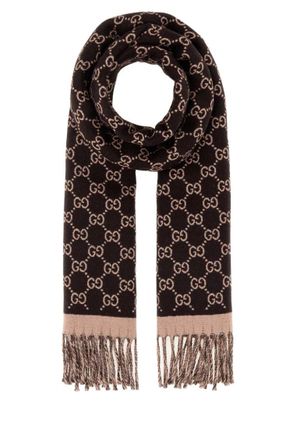 Gucci Dark Brown New Moon Logo Scarf