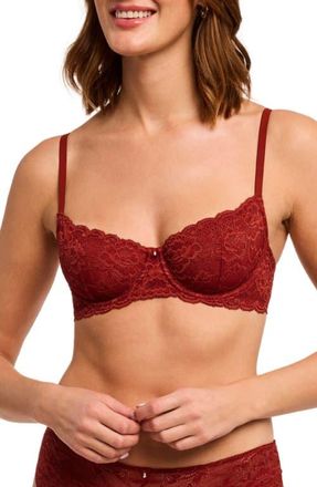 Montelle Intimates Flirt Lace Underwire Demi Bra in Chili at Nordstrom, Size 32A
