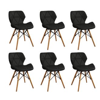 Milani Home Naomie - Sedia Moderna In Ecopelle E Legno Set Da 6