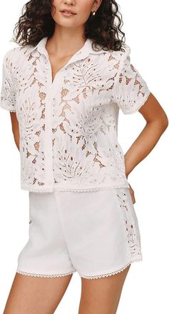 Bella Dahl Lace Shirt in White at Nordstrom, Size X-Small