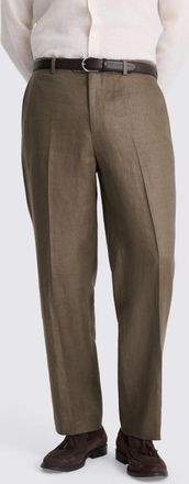 Moss Relaxed Fit Taupe Linen Trousers