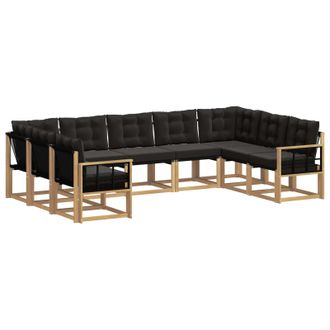 vidaXL Conjunto De Sof&aacute;s De Exterior Con Coj&iacute;n 9 Pcs Blanco Y Negro Vidaxl