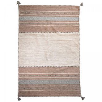 Un amour de tapis Alfombra de dormitorio kilim tejido a mano en algod&oacute;n beige 120x170