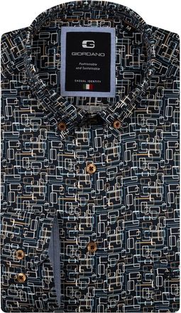 Giordano overhemd navy geprint katoen