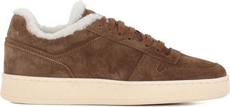 Officine Creative Suède sneakers met lammy afwerking - Bruin