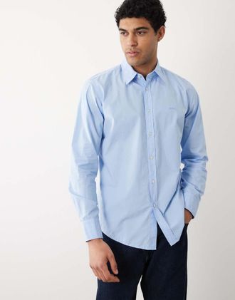 Boss Orange by Hugo Boss Hugo Boss - Camicia a maniche lunghe vestibilit&agrave; classica in cotone blu con bottoni