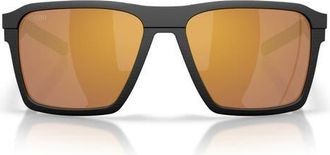 Costa Antille 58mm Polarized Square Sunglasses in Net Plus Black /Gold 580G at Nordstrom