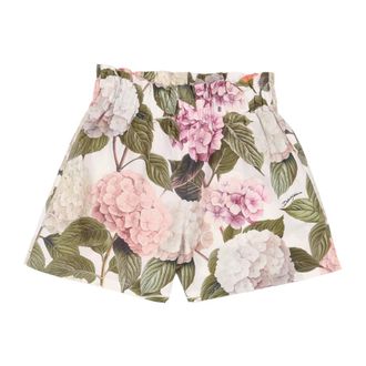 Dolce & Gabbana Hydrangea-print Poplin Shorts - female - Dolce & Gabbana - Short Shorts - Multicolor - 13 Y - Shorts