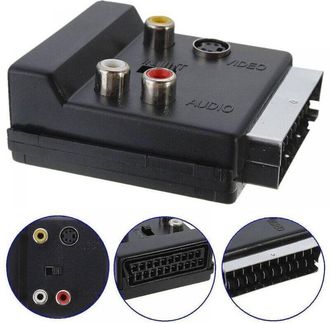 OEM Cavo Adattatore Da Scart A 21 Pin A 3 Rca E S-video Con Pulsante Di Selezione Ingresso/uscita Per Tv, Lettore Dvd E Console