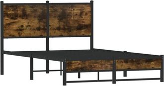 vidaXL Metal Bed Frame without Mattress Smoked Oak 120x200 cm Vidaxl