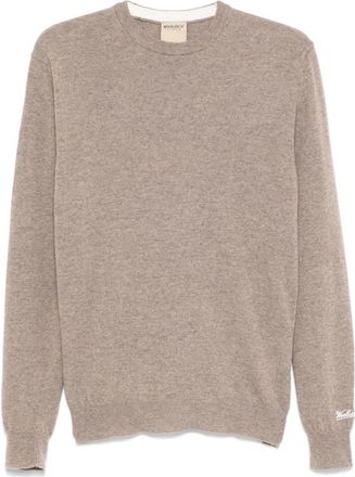 Woolrich Beige Sweater met Girocollo Neck - Heren - Ronde hals truien - Beige - S - Truien & Vesten