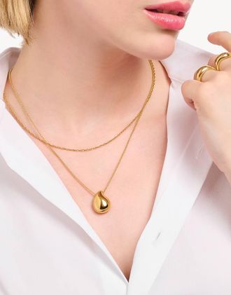 Thomas Sabo Collana a goccia in argento sterling e placcatura in oro giallo 18K