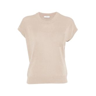PESERICO Peserico, Round-neck Knitwear, female, Beige, Size: 2XL Crew-neck Top