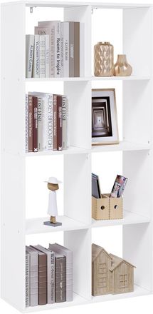 Woltu Woltu Librer&iacute;a Con 8 Cubos De Almacenamiento De Madera, Blanco