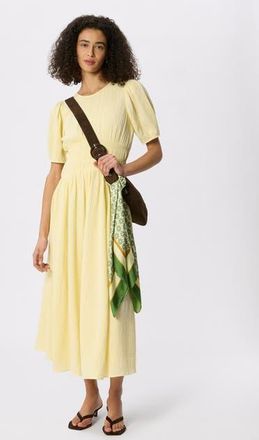 Whistles Gathered Textured Midi Dress in Butter at Nordstrom, Size 14