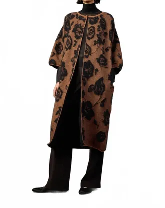 Liviana Conti Matthew Mohair Blend Coat In Terracotta/black