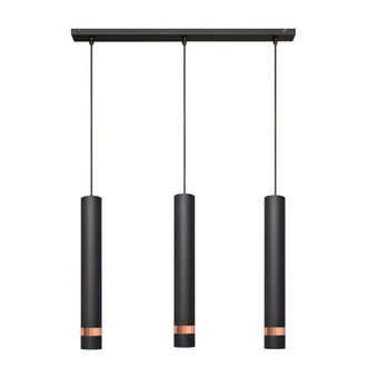 Netlighting Tuba Straight Bar Pendant Ceiling Light Black Rose Gold 60cm