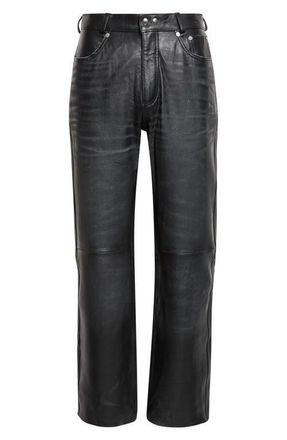Our Legacy Carlson Cut Five-Pocket Leather Jeans in Whisker Black Buffed Lambskin at Nordstrom, Size 36 Us