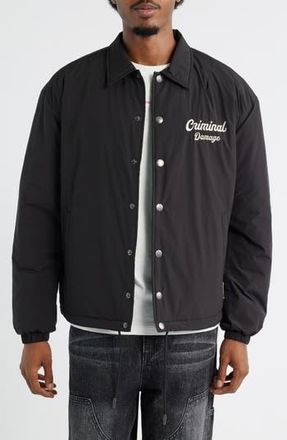 Criminal Damage Albany Embroidered Coachs Jacket in Black at Nordstrom Rack, Size Small